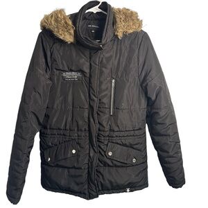 Dutch Bros LARGE Winter Coat Faux Fur Hood BLACK LIMITED EDITION EMPLOYEE Warm